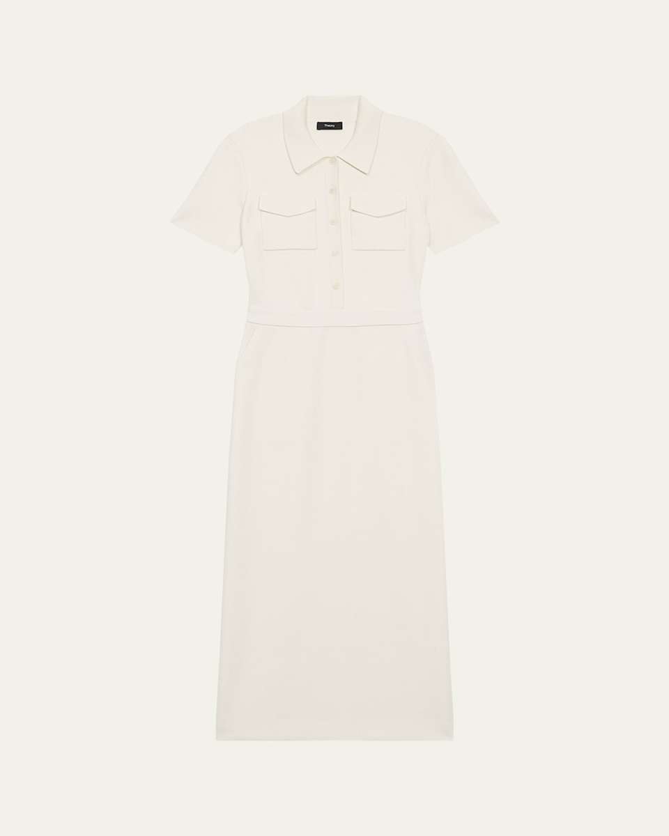 Admiral Crepe Short-Sleeve Utility Midi Dress